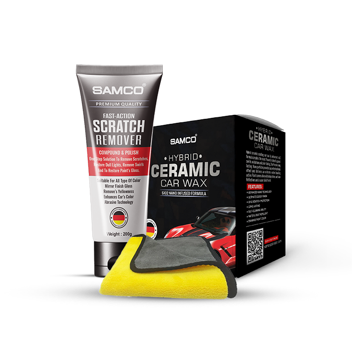 Samco Scratch Remover + Samco Hybrid Ceramic Car Wax with Free Microfibre