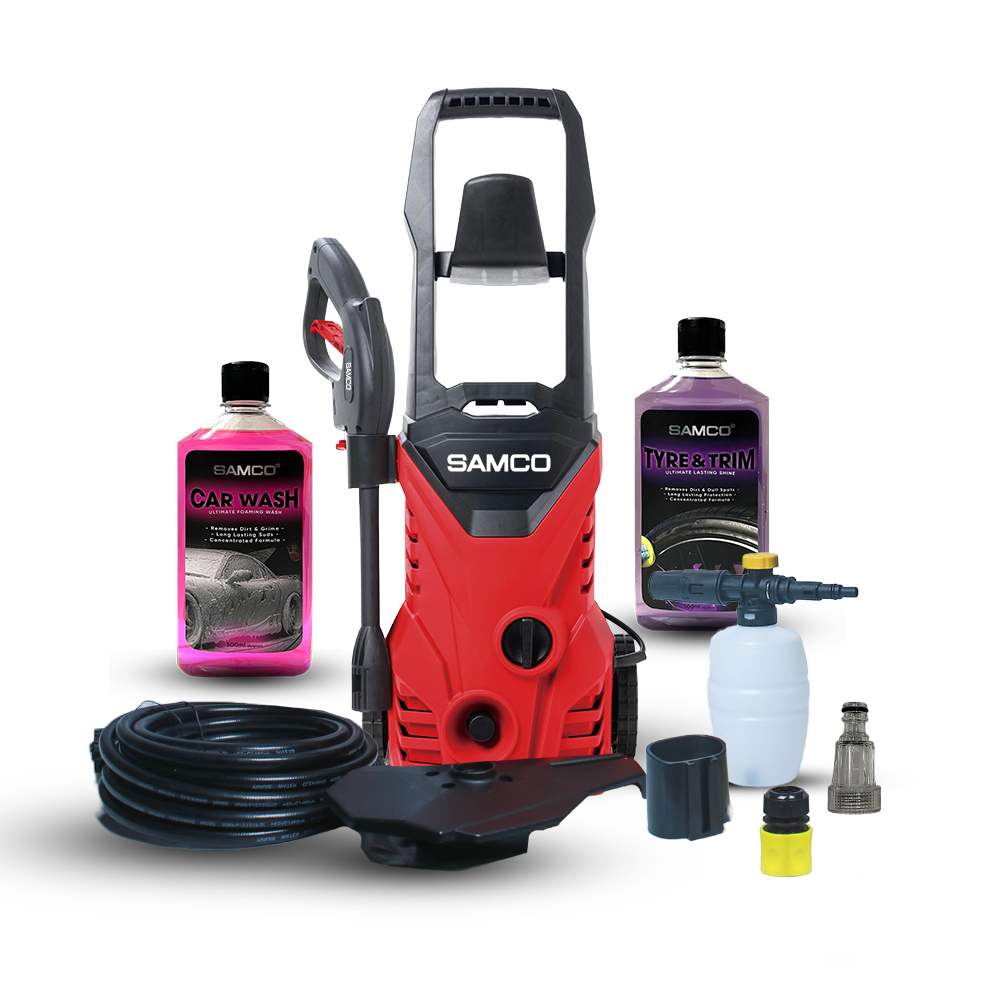 High Pressure Washer 1600 Watts (130 Bar) with Foaming Canon + Samco Foaming Shampoo + Samco Tyre & Trim Gel - Samco Pakistan
