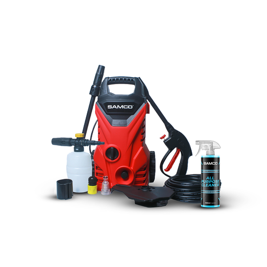 High Pressure Washer 1400 Watts (110 Bar) with Foaming Canon + Samco All Purpose Cleaner - Samco Pakistan