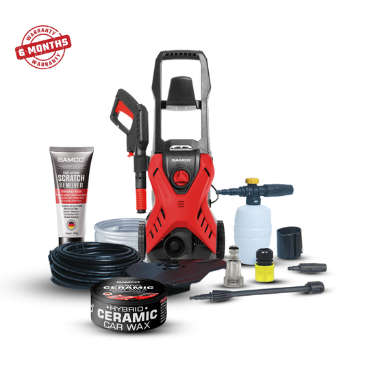 High Pressure Washer 1400 Watts (110 Bar) with Hybrid Ceramic Car Wax + Scratch Remover + Free Microfibre