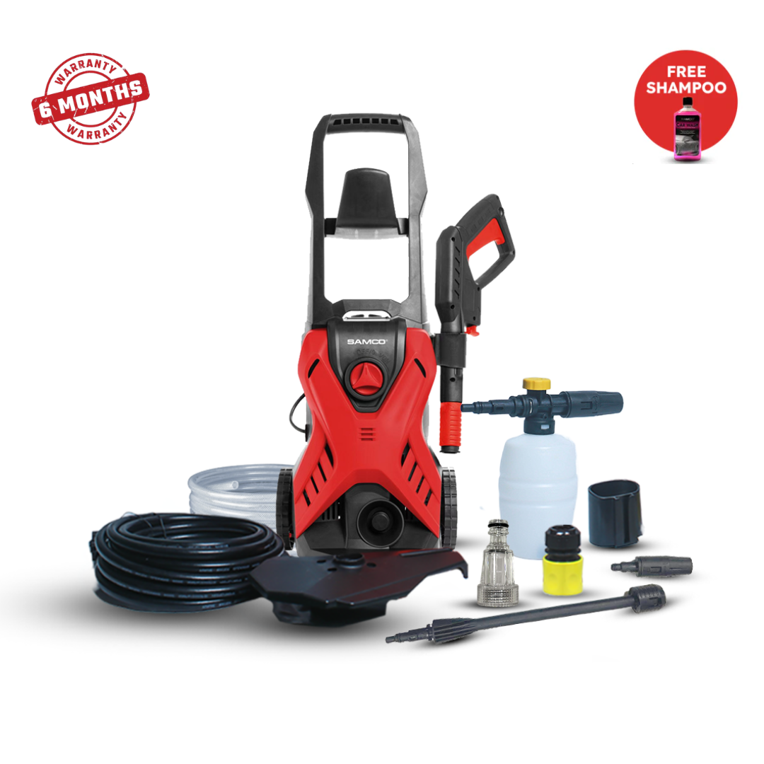 High Pressure Washer 1600 Watts - 130 Bar with Foaming Canon + Free Foaming Shampoo
