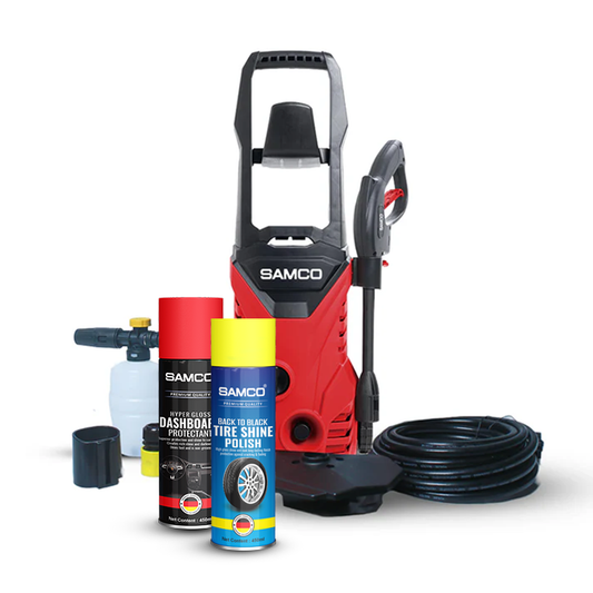 High Pressure Washer 1400 Watts (110 Bar) with Tire Shine Spray + Hyper Gloss Dashboard Protectant