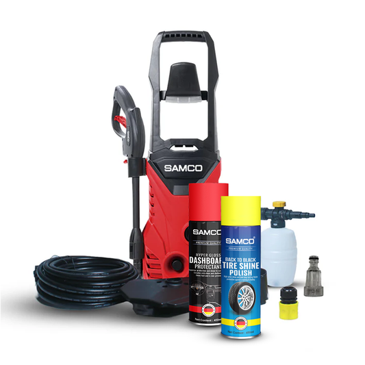 High Pressure Washer 1600 Watts (130 Bar) with Tire Shine Spray + Hyper Gloss Dashboard Protectant