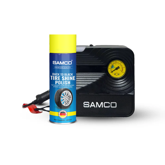 Samco Car Aircompressor/Tyre Inflator with LED Light - SM03 With Tire Shine Spray