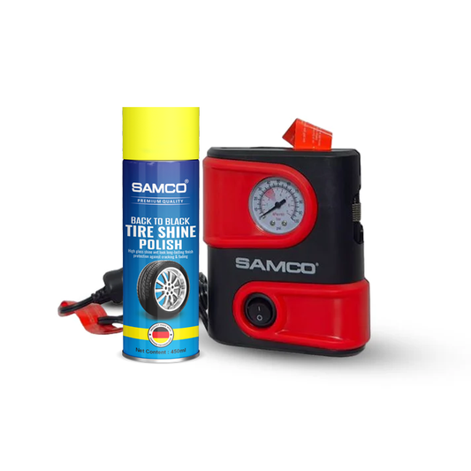 Samco Car Aircompressor/Tyre Inflator with LED Light - SM1610 With Tire Shine Spray