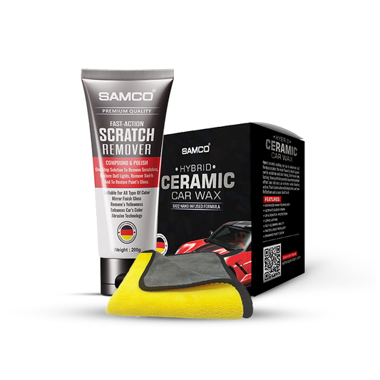 Samco Scratch Remover + Samco Hybrid Ceramic Car Wax with Free Microfibre