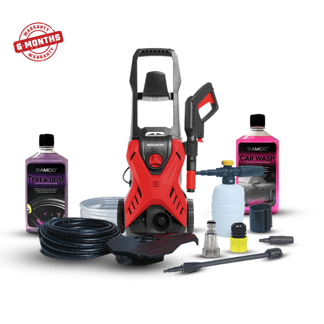 High Pressure Washer 1600 Watts (130 Bar) with Foaming Canon + Samco Foaming Shampoo + Samco Tyre & Trim Gel - Samco Pakistan
