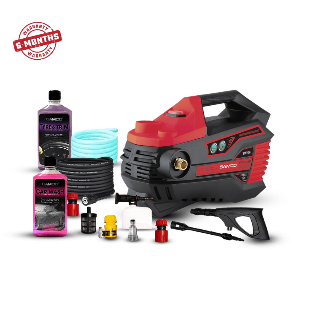 Induction Motor Pressure Washer 1800 Watts (150 Bar) + Foaming canon + Samco Foaming Shampoo + Samco Tyre & Trim Gel - Samco Pakistan