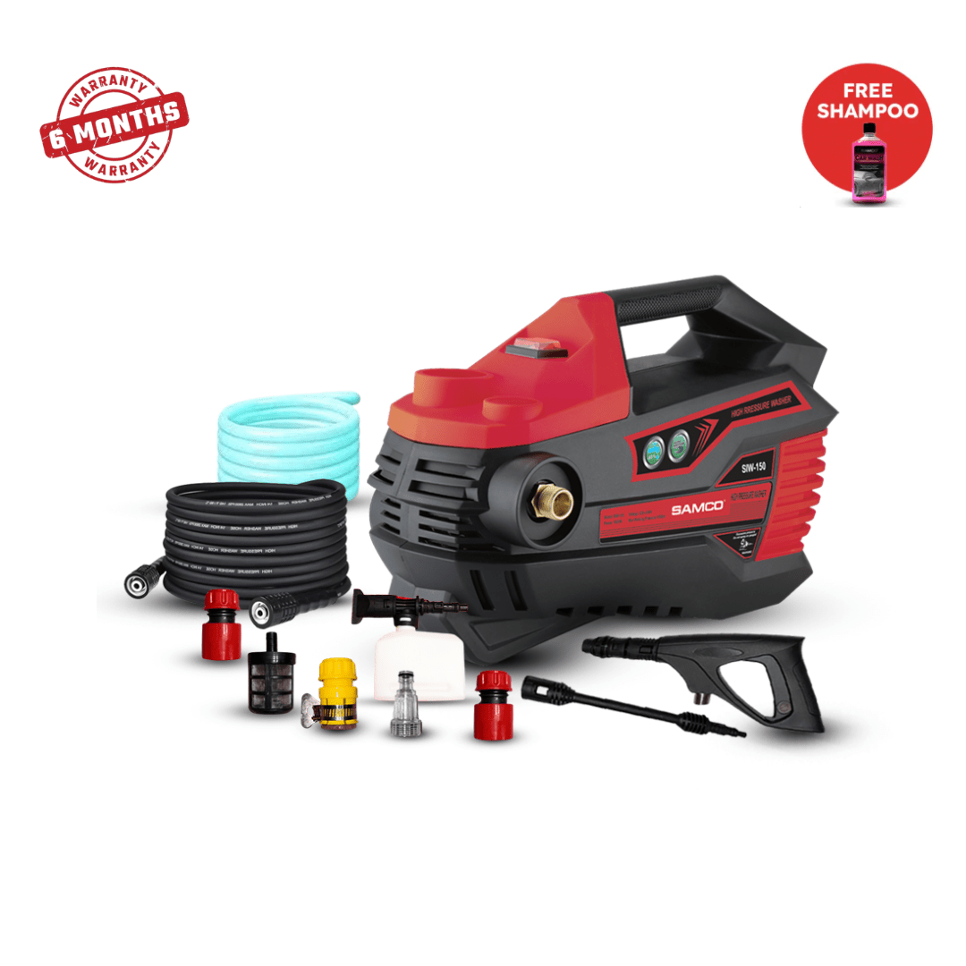 Induction Motor Pressure Washer 1800 Watts (150 Bar) with Foaming Canon + Free Samco Foaming Shampoo - Samco Pakistan