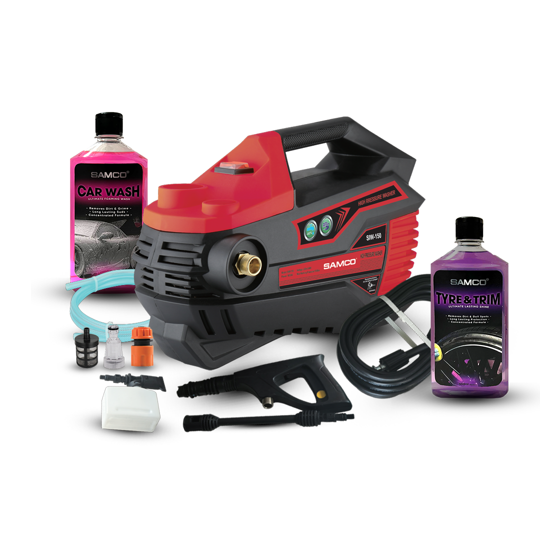 Induction Motor Pressure Washer 1800 Watts (150 Bar) + Foaming canon + Samco Foaming Shampoo + Samco Tyre & Trim Gel