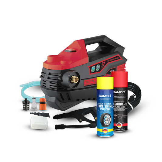 Induction Motor Pressure Washer 1800 Watts (150 Bar) with Tire Shine Spray + Hyper Gloss Dashboard Protectant