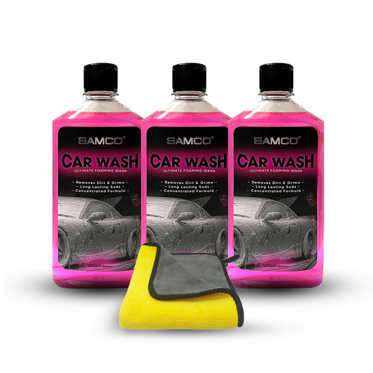 Pack of 3 Samco Foaming Shampoo - 500ml with Microfibre Towel - Samco Pakistan