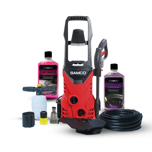 High Pressure Washer 1400 Watts (110 Bar) with Foaming Canon + Samco Foaming Shampoo + Samco Tyre & Trim Gel - Samco Pakistan