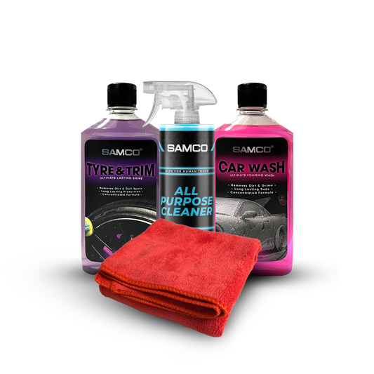 Ultimate Car Care Bundle + Red Microfibre Towel - Samco Pakistan